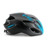 MET rivale black shaded cyan zwart blauw race fiets helm - zeer lichte racefiets helm zijkant