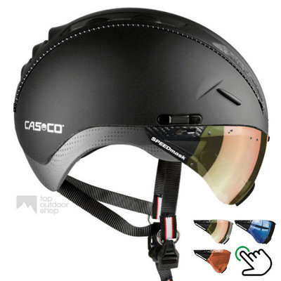 Casco Roadster Zwart e bike helm + carbonic multilayer vizier (keus uit 3) - Gratis montage!