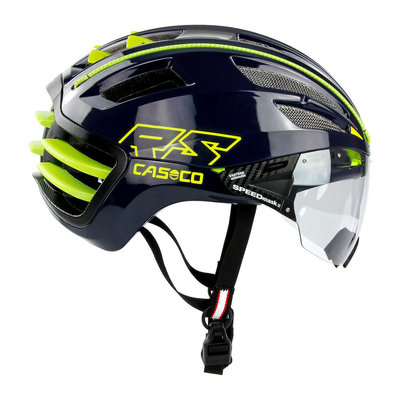 Casco SPEEDAIRO 2 RS blauw-geel met Vautron (☁/☀) vizier - Schaatshelm & Racefietshelm