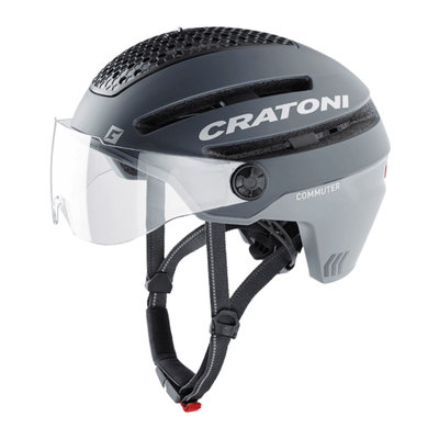 Cratoni Commuter grau mat - S Pedelec Helm mit Visier, led licht & Reflectors