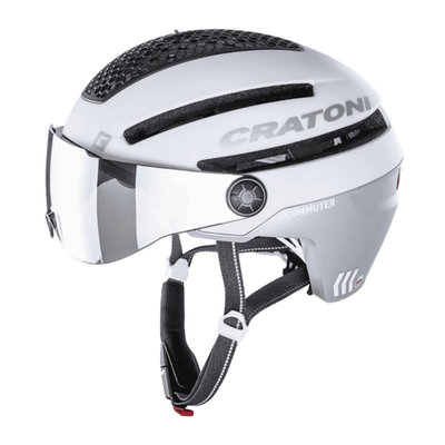 Cratoni Commuter weiss mat - S Pedelec Helm mit Visier, led licht & Reflectors