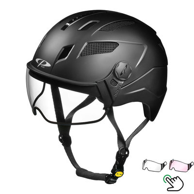 CP Chimayo+ Schwarz - Trendy Pedelec Helm / E-Bike Helm - Visier Wahl - klar oder photochrom