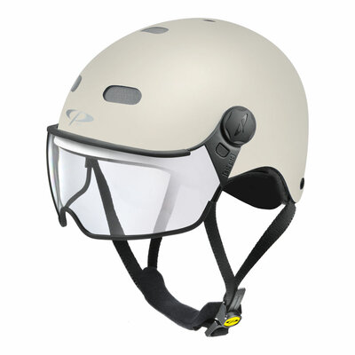 CP Carachillo E-Bike Helm creme - Wählen Sie aus klar oder selbsttönend Visier - Auch Nr.1 für Brillenträger!