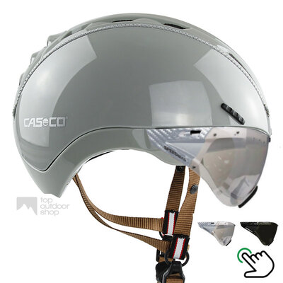 Casco Roadster Grau e Fahrradhelm + Karbon-Visier (2 zur Wahl) - Kostenlose Montage!