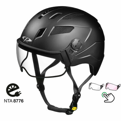 CP Chimayo+ Schwarz - Trendy Pedelec Helm / E-Bike Helm - Visier Wahl - klar oder photochrom