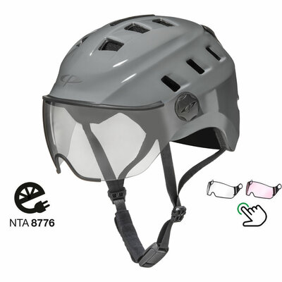 CP Chimo Grau - Speed Pedelec Helm / E Bike Helm mit Licht - Wähl aus 2 Visierarten