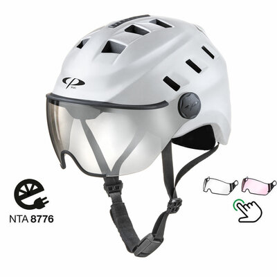 CP Chimo Weiss - Speed Pedelec Helm / E Bike Helm mit Licht - Wähl aus 2 Visierarten