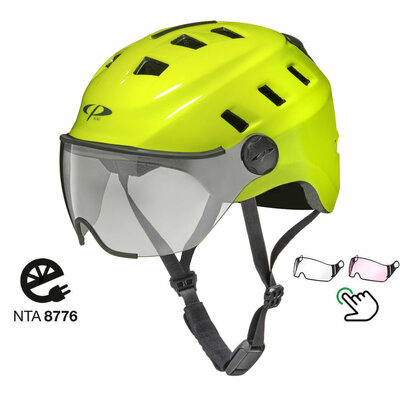 CP Chimo Fluo Gelb - Speed Pedelec Helm / E Bike Helm mit Licht - Wähl aus 2 Visierarten