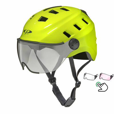 CP Chimo Fluo Gelb - E Bike Helm mit Licht - Wähl aus 2 Visierarten