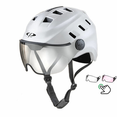 CP Chimo Weiss - E Bike Helm mit Licht - Wähl aus 2 Visierarten