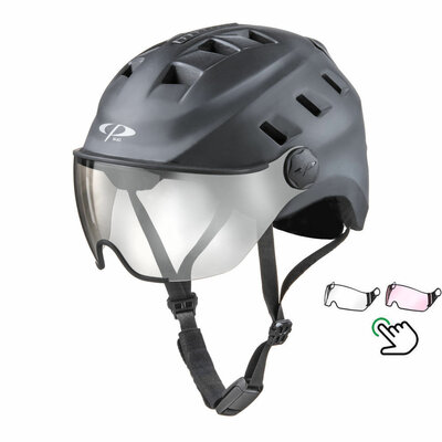 CP Chimo Schwarz - E-Bike Helm mit Licht - Wähl aus 2 Visierarten